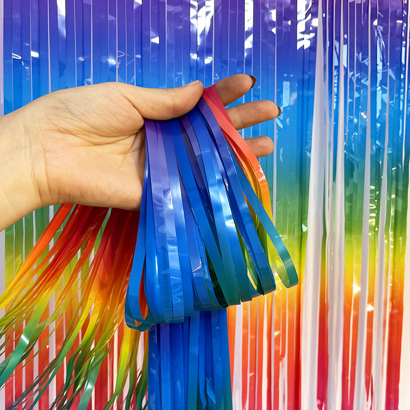 Nueva macaron gradiente cortina de seda la lluvia fiesta cumpleaños boda pared Fondo decoración etapa