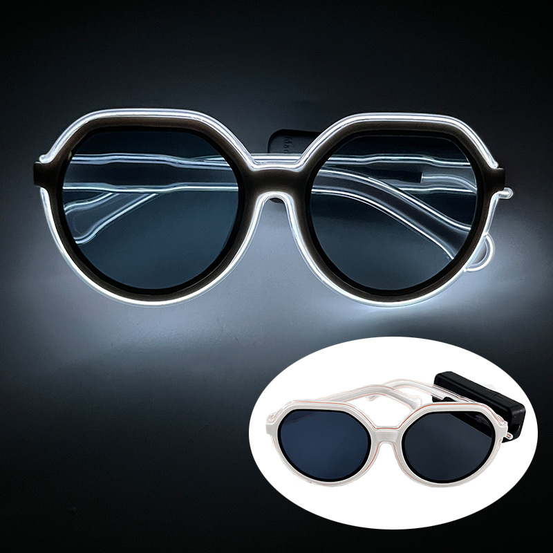 Gafas luminosas LED Barra KTV Equipo nocturno Gafas EL Gafas luminosas Oval Retro Moda Tinta Espejo