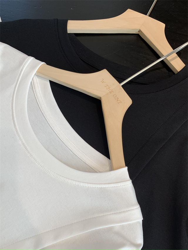 Design sense: Unconventional irregular hollowed-out embroidery patchwork hem, loose short-sleeved T-shirt for women, Spring/Summer 2025 G032206 pic 25