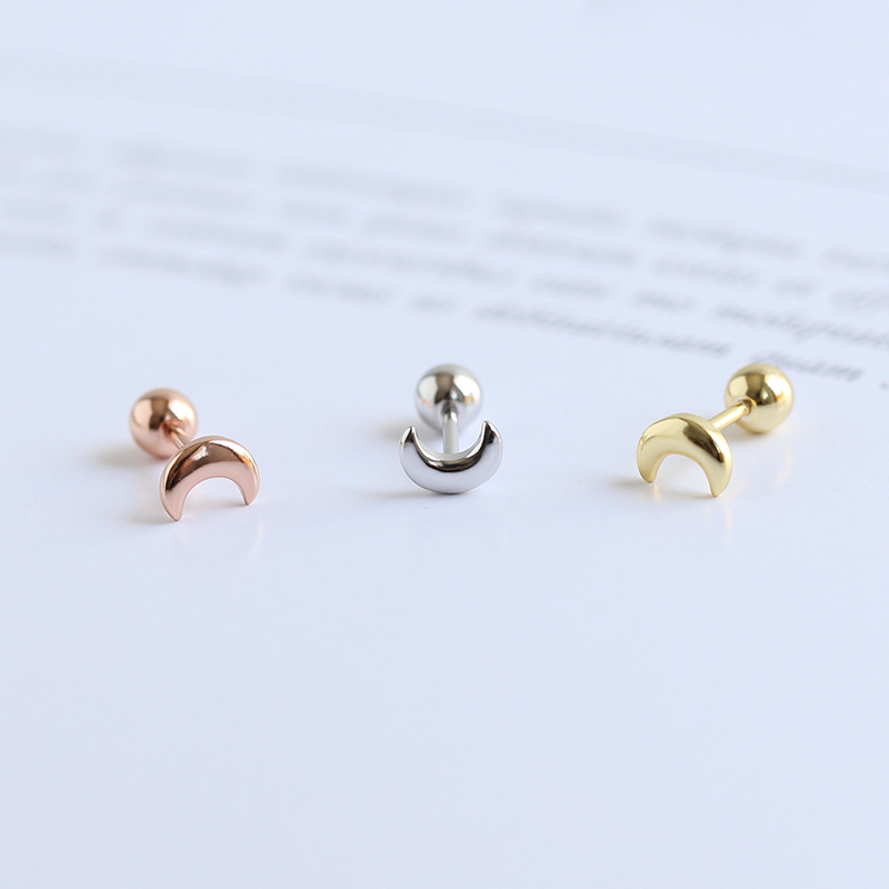 Simple Style Moon Silver Plating Ear Studs 1 Pair display picture 3