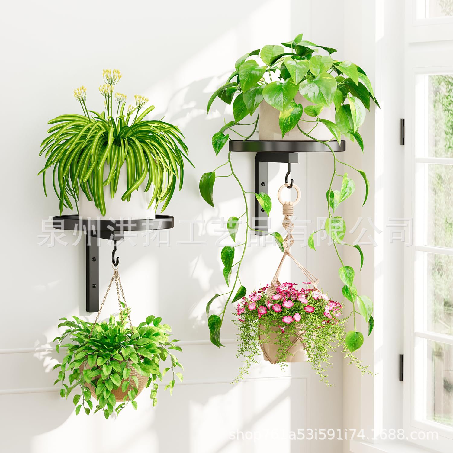Cross-Border Custom-Made Wall-Mounted Plant Stand, Simple Wall Plant Hanger, Can Hang Flower Pots, Wind Chimes, Multi-Functional Flower Stand