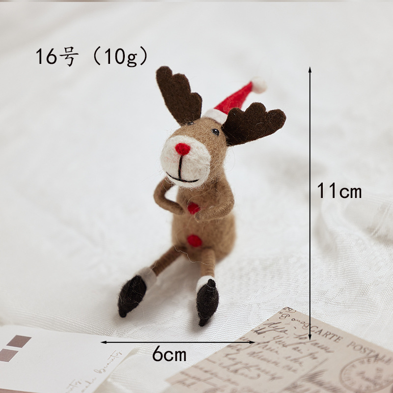 Adornos de fieltro de lana de Navidad acabados, muñeco de nieve anciano, muñeca, alce, decoraciones de Navidad para escritorio, regalos de Navidad