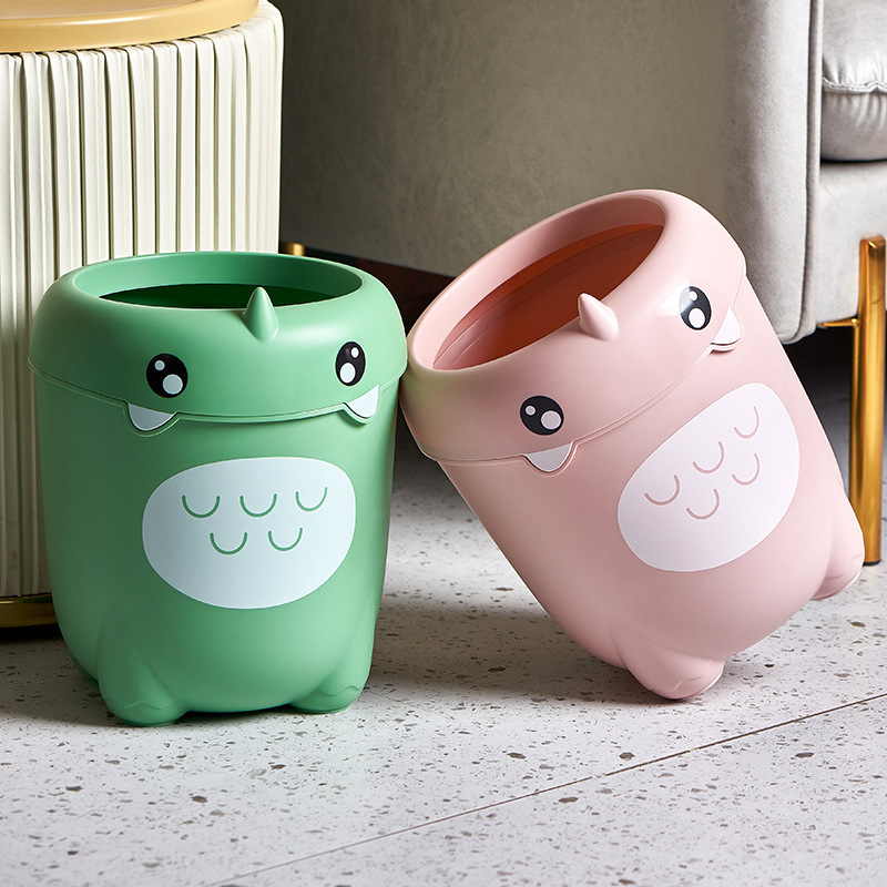 Huijun Cartoon Trash Can Household Bathroom Coverless Kitchen Living Room Cute Girl Bedroom High Color Value Creative