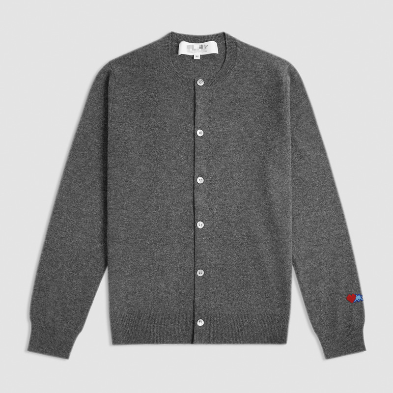 Cdg Comme Des Garçons Mosaic Red Heart Little Monster Heart Cardigan Play Loose Round Neck Knitted Wool Sweater Cdg Comme Des Garçons Mosaic Red Heart Little Monster Heart Cardigan Play Loose Round Neck Knitted Wool Sweater