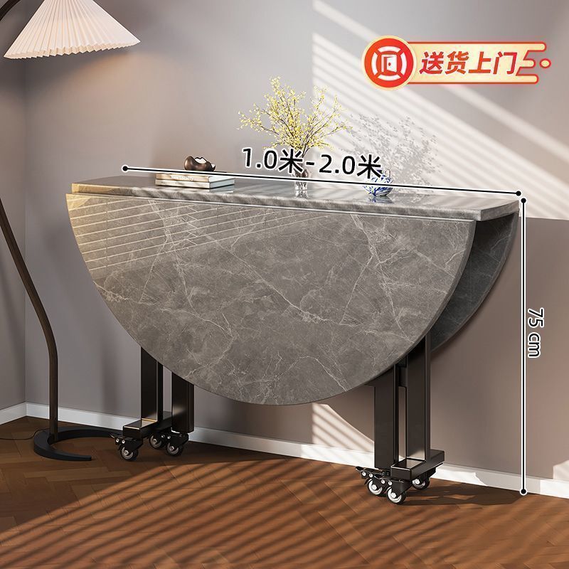折叠桌餐桌家用小户型吃饭桌子出租房简易饭桌现代简约10人大圆桌|undefined