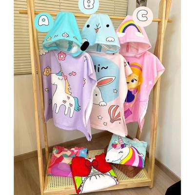 Cartoon children 's bath towel cape can wear hooded Can be worn for bathing