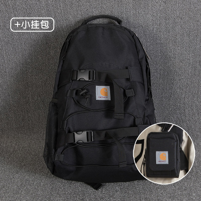 カーハート作業服スタイルのバックパック男性と女性のためのキャンバス大容量旅行バックパックパーソナライズされたコンピュータバッグ学生スクールバッグトレンディ|undefined