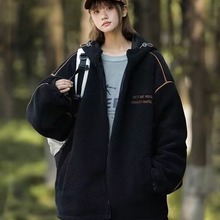 2024新款休闲羊羔绒棉衣外套女士冬季棉服男生青年连帽保暖夹克棉