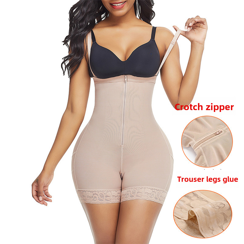Tinta per la pancia transfrontaliera europea e americana Modellamento del corpo Tuta modellante Cinghia Pantaloni per sollevamento fianchi Cerniera sul cavallo Taglia grande Pan con chiusura in vita_voghion.com