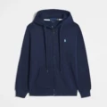 Zipper style navy white label