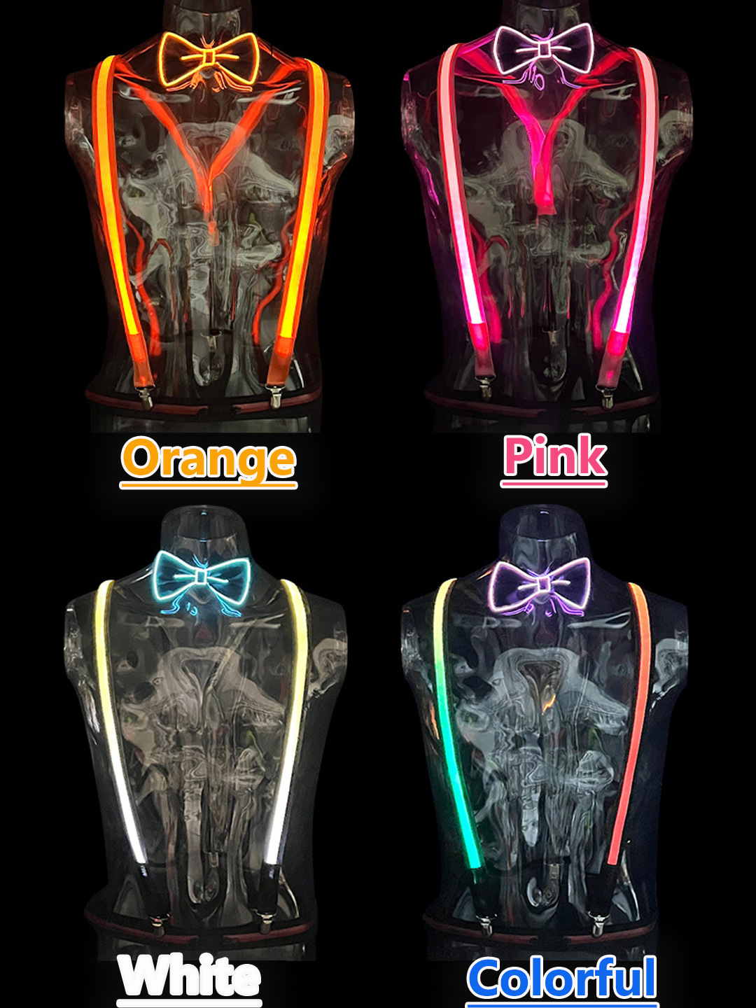 Casual entretenimiento de hombre sling pants luminoso cinturón de Navidad fiesta LED corbata luminosa guante luminoso