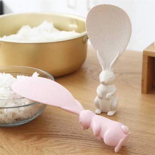 Cute cartoon bunny rice spoon wheat straw non-stick rice spoon home kitchen rice shovel rice spoon