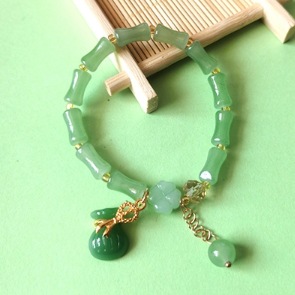 S079 - Pulsera de la Fortuna Verde Bambú Jade Donglin#SZ–631