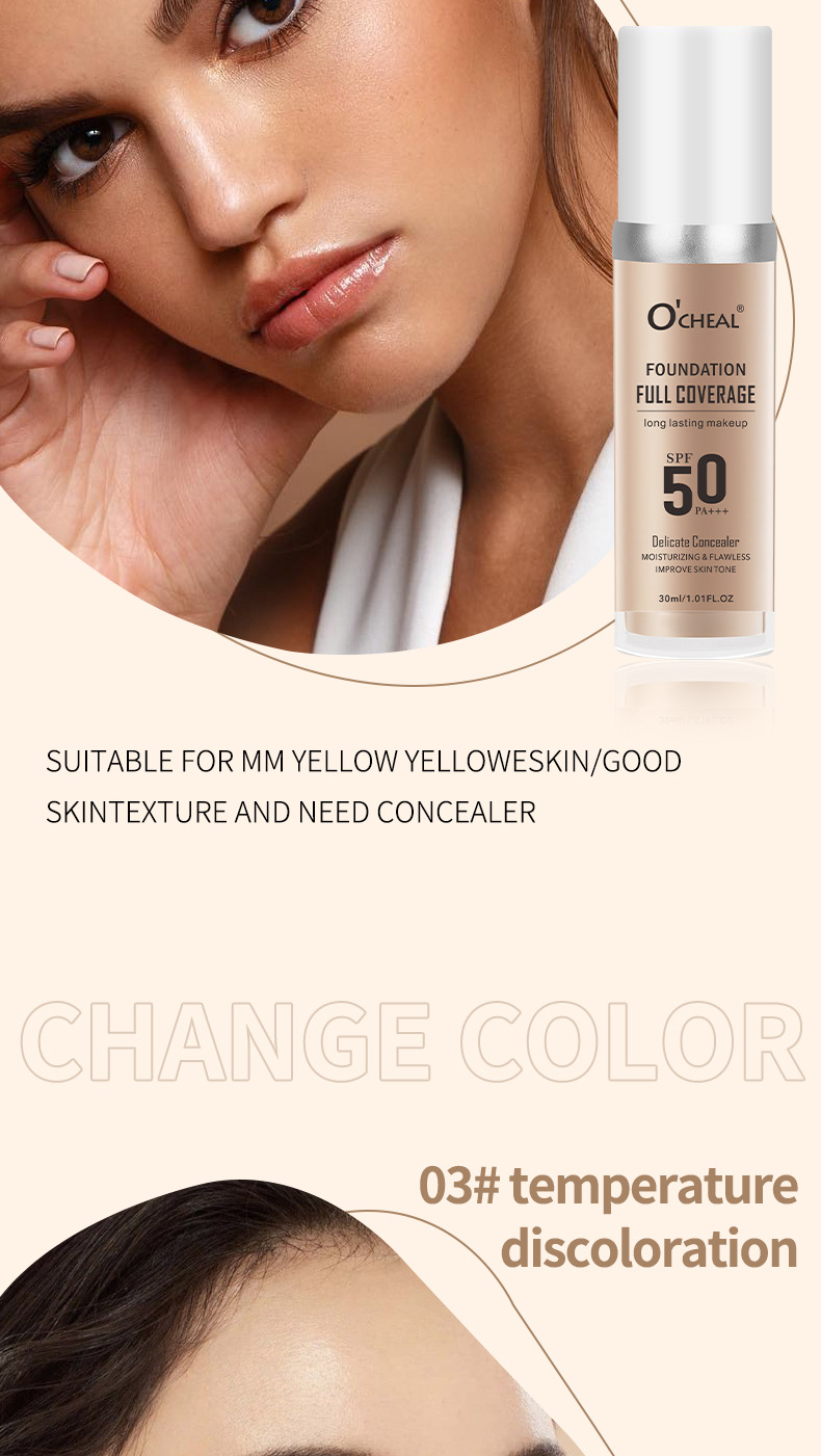 OCHEAL Warm Concealer Langanhaltend feuchtigkeitsspendende, wasserfeste, schweißresistente, Make-up-erwärmende und hautaufhellende Flüssigkeit_voghion.com