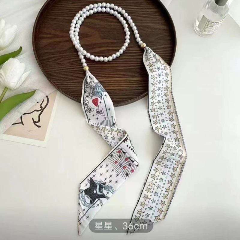 法式复古春夏珍珠项链女款2024新款丝巾锁骨链绑发带轻奢小众颈链|undefined