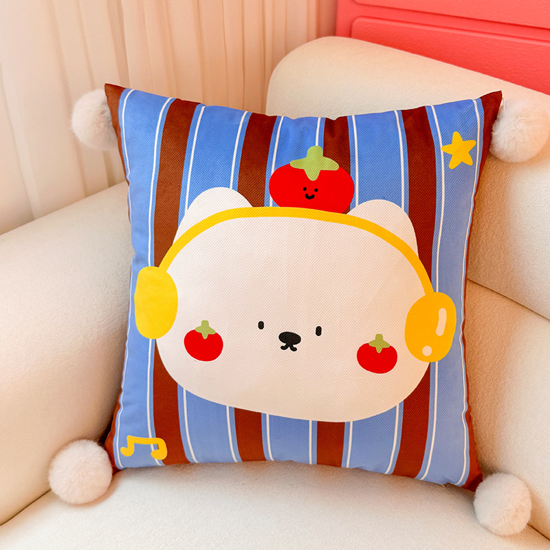 Pudding Cachorro Dopamina Almohada Funda de almohada Sofá de sala de estar Almohada de cintura abstracta con estampado de cabecera Bola de pelo