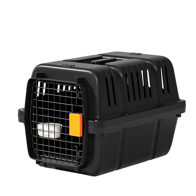 Caja de aire básica de United Airlines negra simple, espacio grande, salida transpirable, caja para perros y gatos, suministros para mascotas al por mayor