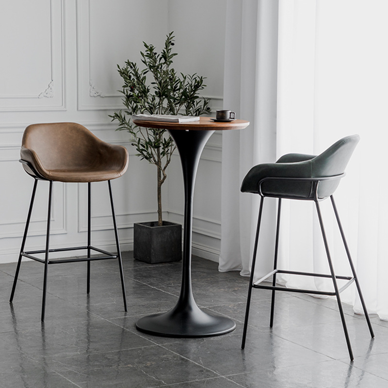Nordic Retro Backrest Bar Chair Simple Home Iron High Chair Modern Soft Bar Chair Bar Stool Wine Customization