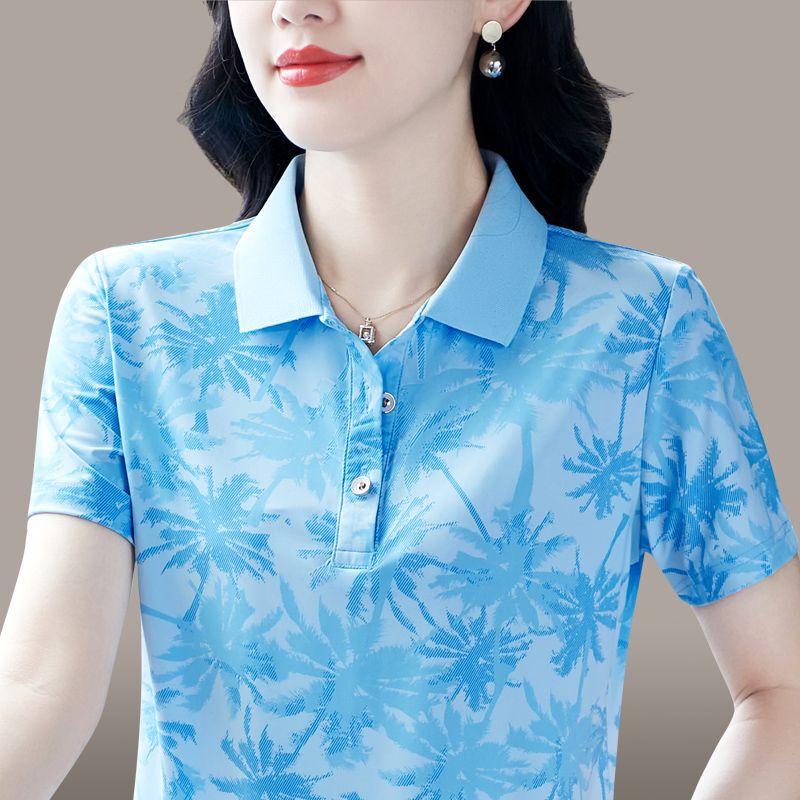 2025 New Stylish T-Shirt for Middle-Aged Women, Fashionable and Age-Reducing Polo Collar Top with Printed Design, Trendy and Versatile 2025 New Stylish T-Shirt for Middle-Aged Women, Fashionable and Age-Reducing Polo Collar Top with Printed Design, Trendy and Versatile