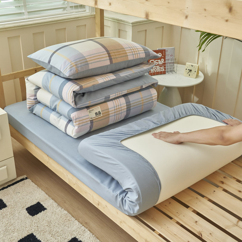 Algodón puro dormitorio universitario cama de tres piezas algodón 2025 verano nuevo estilo funda edredón sábana ropa de cama sábana ropa de cama