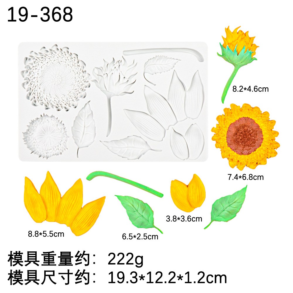 Creativo girasol hoja fondant pastel estilo postre fondant chocolate rosa hoja yeso decoración de pegamento