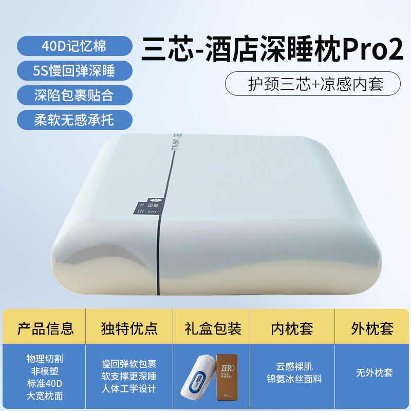 アトゥールホテルと同じスタイルのディープスリープピローPRO2メモリーピロー、頸椎サポート大人用枕、低反発メモリーフォーム枕芯