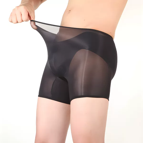 Sexy Ultra-Thin Glossy Fully Transparent Jj Pouch Underwear, Erotic See-Through Bullet Separation Pouch Boxer Briefs for Men