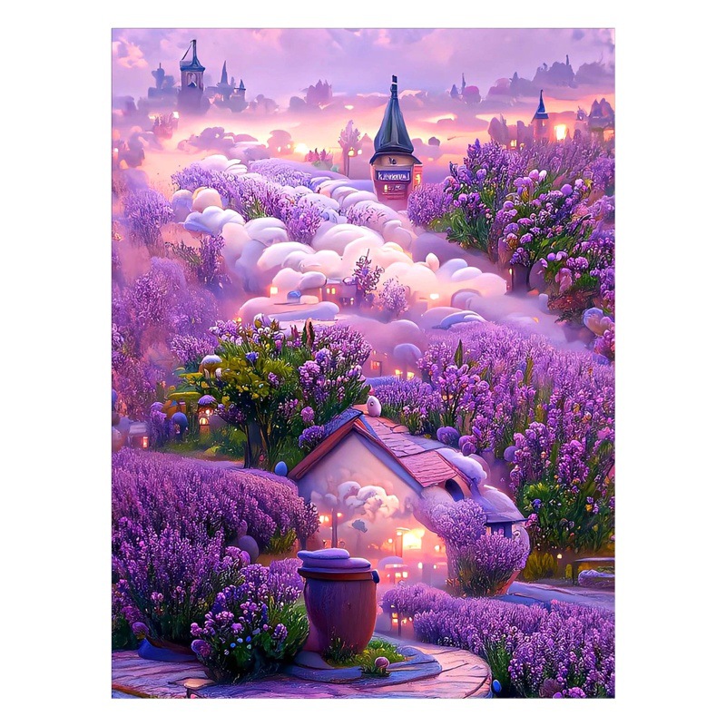 Punto de Cruz Real de la Mona Lisa, Decoración de Lavanda Hermosa de Cinco Estilos Nuevos, Bordado Hecho a Mano con 4 Hilos