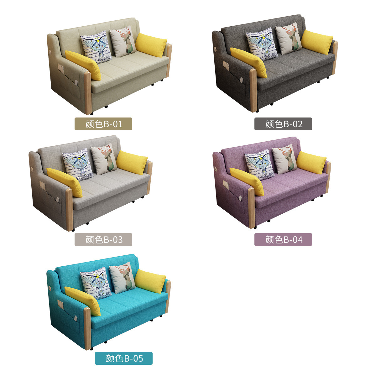 Sofá cama de tela plegable push-and - pull sit-and - sleep multifuncional sala de estar dormitorio estudio sofá doble