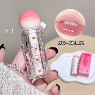 2025 New Peach Lip Glaze Natural Water Glaze Naked Feeling Plain Makeup Clear and Pure Youthful Breath Lip Honey