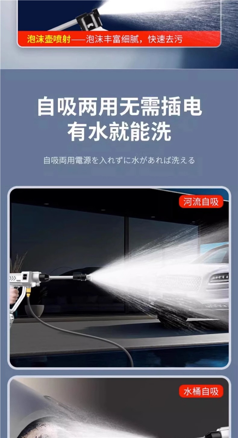 High-Pressure Car Wash Water Gun Wireless Charging Lithium Battery Household Powerful Supercharged Electric Water Gun Car Wash Artifact Copper Others