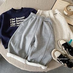 邦诚儿童加绒裤子2025冬季新款韩版男女童拼接卫裤宝宝宽松运动裤