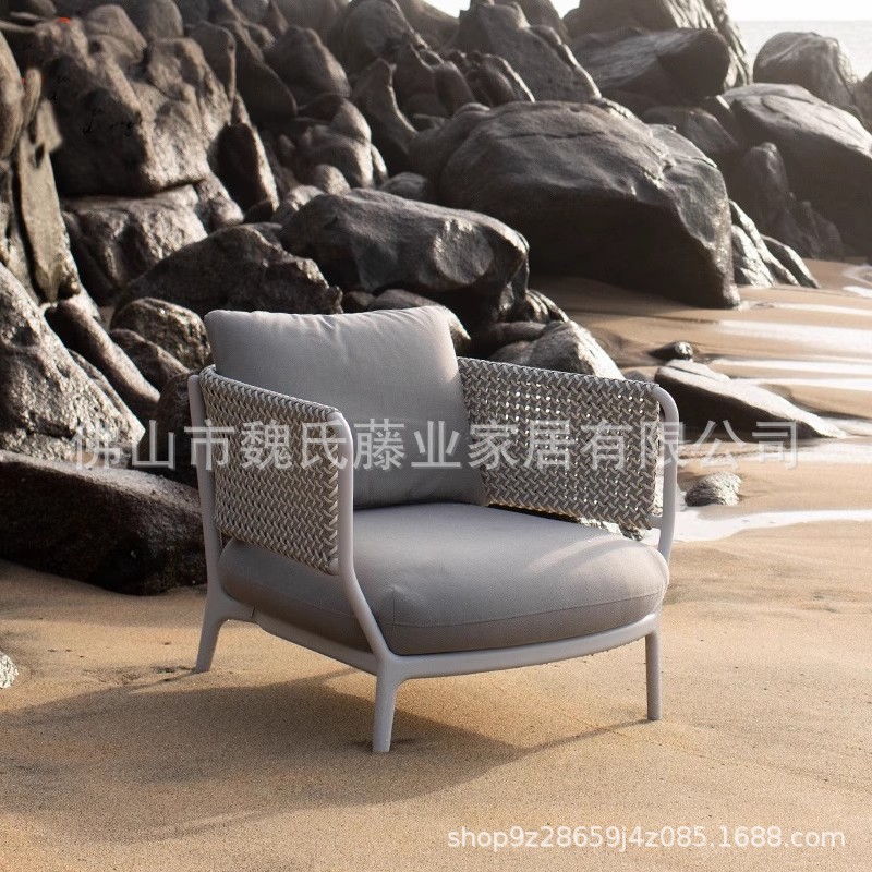 Sofá al aire libre a prueba de agua y protección solar jardín patio balcón sofá silla sola persona sofá de caña mesa de té combinación