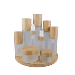 白いつや消しガラス瓶スプレー30ml 50ml 100ml 120ml蒙砂ガラス乳液瓶竹木蓋