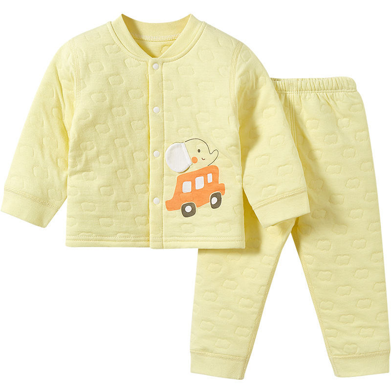 Bebé ropa de otoño pantalones largos otoño e invierno Bebé tocando fondo Delgado acolchado niños y niñas ropa dividida caliente traje de ropa interior para niños