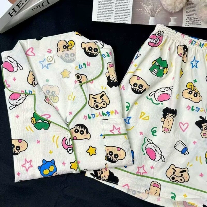 Пижамный комплект (Yunduo) с коротким рукавом и шортами, хлопок, размеры M–XXL