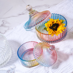 一つのバッチ北欧レトロストライプモンゴル包み角飴缶プリンセスガラス収納アクセサリーケース