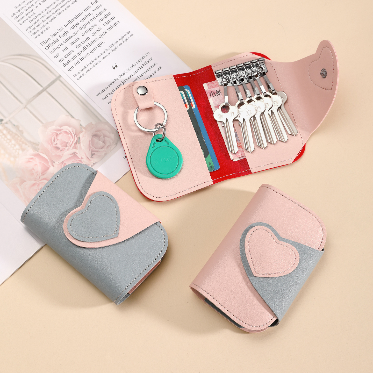 Bolsa de llaves domésticas de explosión transfronteriza pequeña mini-tarjeta bolsa de llaves femenina de alto valor facial bolsa de llaves de automóvil universal