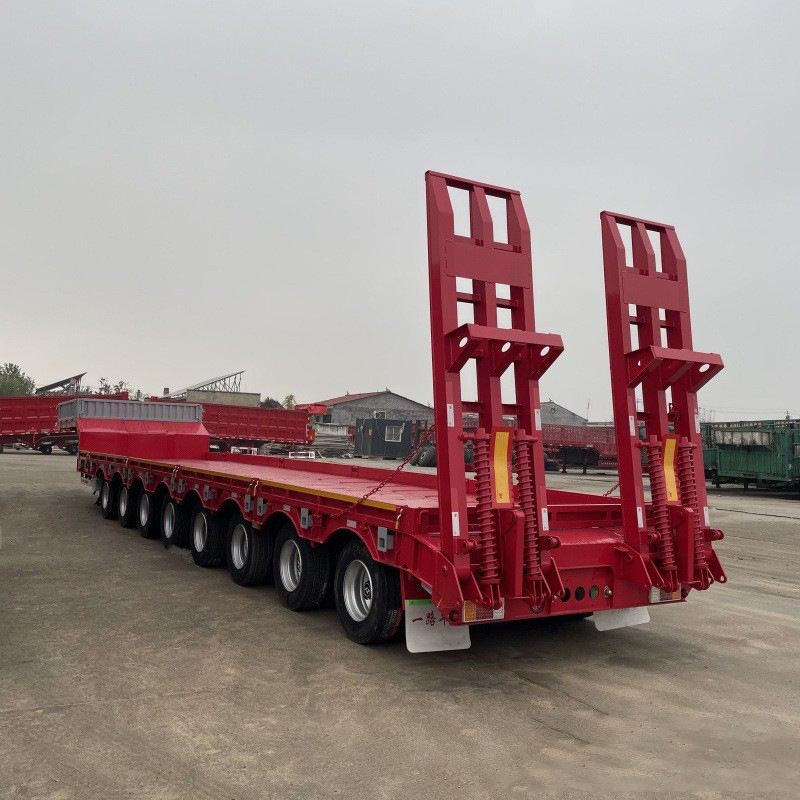 Heavy-Duty Hook Lift Trailer, Mechanical Lowbed Semi-Trailer, Large Item Transport Lowbed Semi-Trailer