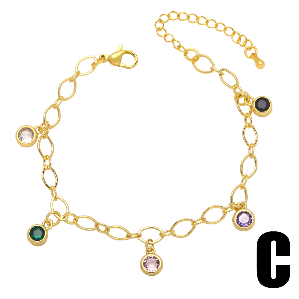 Fashion Round Star Heart Shape Copper Bracelets Inlay Zircon Copper Bracelets display picture 5