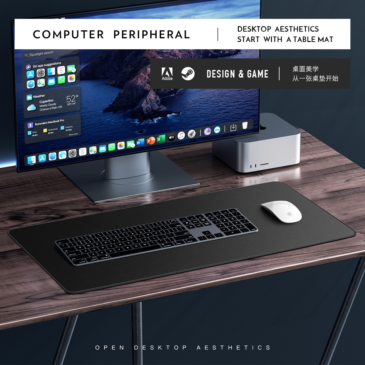Pad de ratón de cuero unilateral super grande impermeable a prueba de suciedad juegos de oficina escritorio de computadora estera de escritura antideslizante