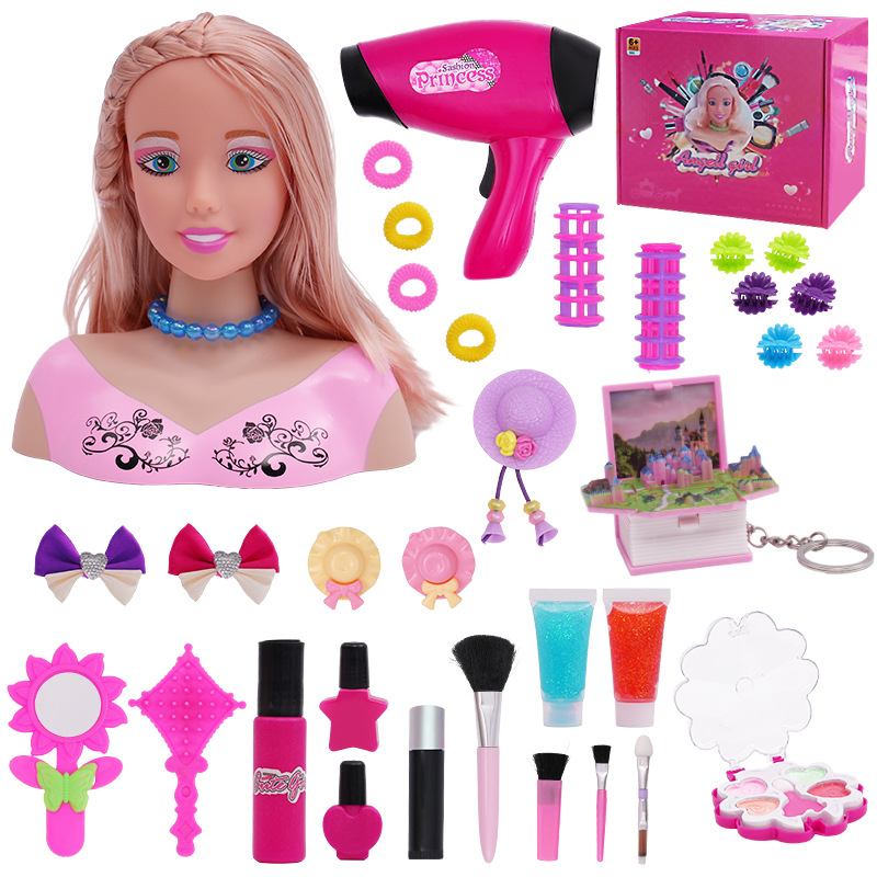 Cross-border modelo de medio cuerpo de los niños de juguete traje de vestir pelo medio cuerpo muñeca niña jugar casa maquillaje juguete