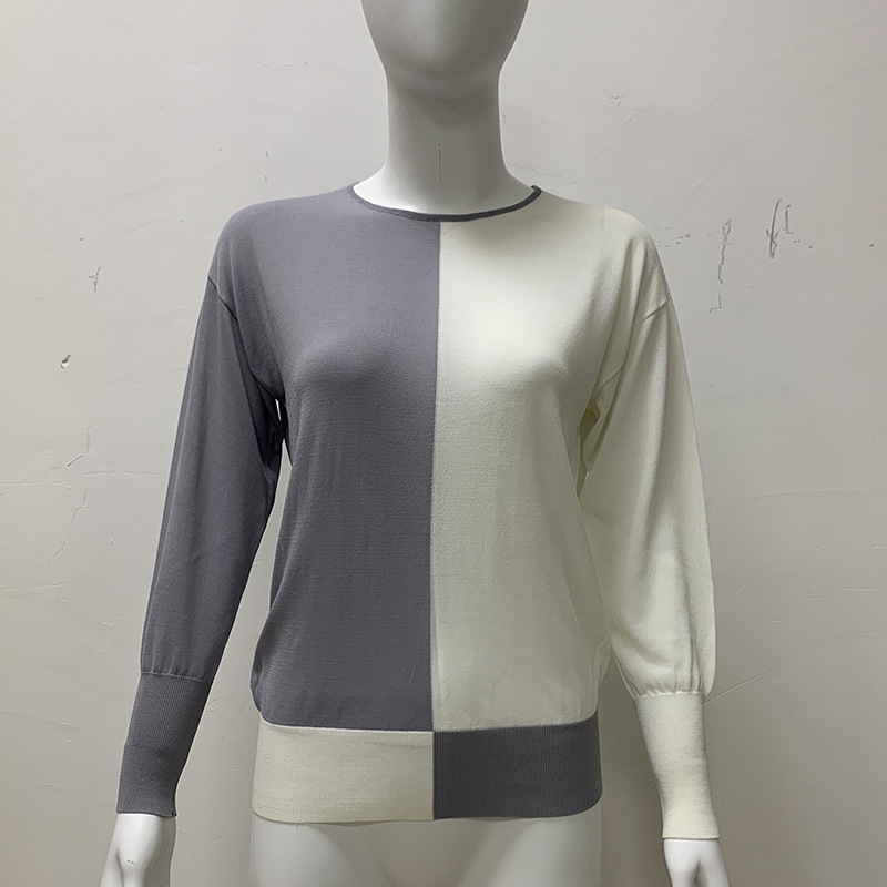 fashionable elegant long-sleeve with a round collar