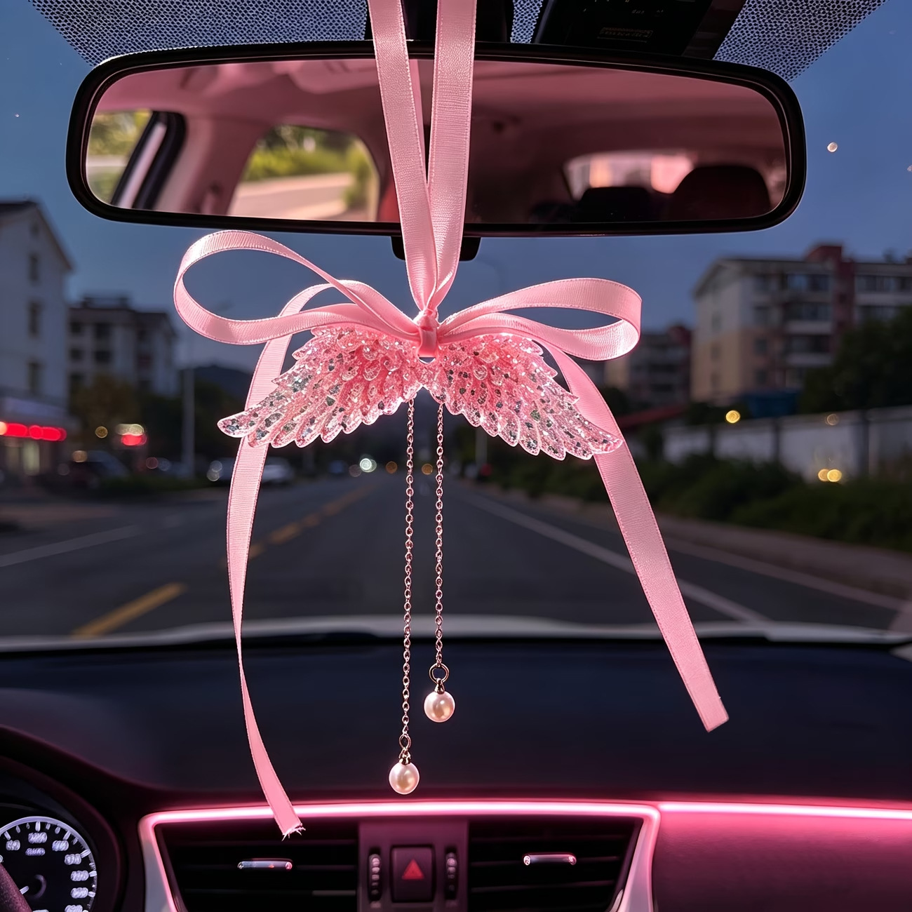 Ins Angel Wings Car Pendant Car Interior Decoration Pendant Rearview Mirror Hanging Ornament Female Car Decoration