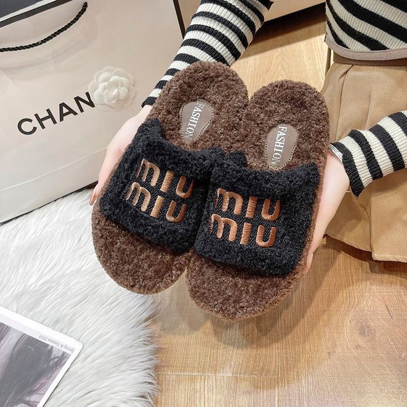 Zapatillas de lana de fondo grueso 2024 otoño y invierno nuevas zapatillas de moda versátiles de alto valor de cachemira casual en línea image 3