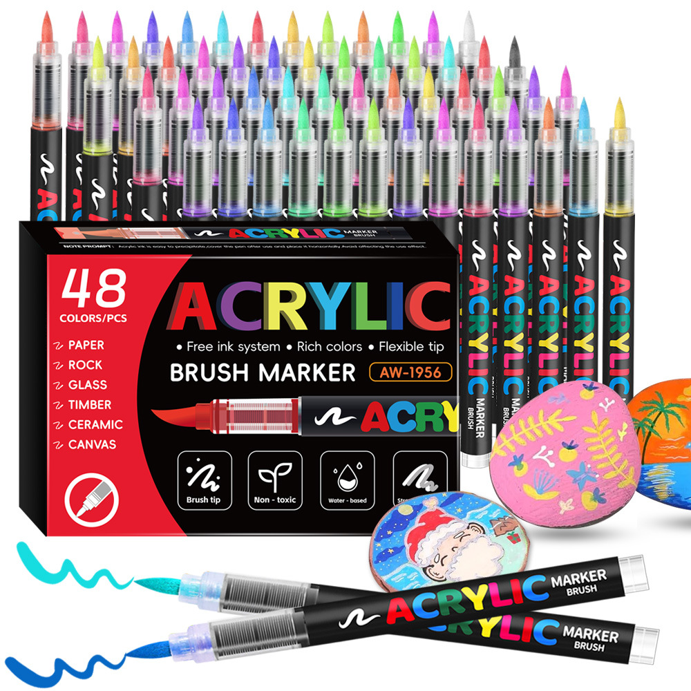Marcador acrílico recto de cabeza suave 168 color arte pintura profesional color bolígrafo de graffiti de bricolaje para niños en stock