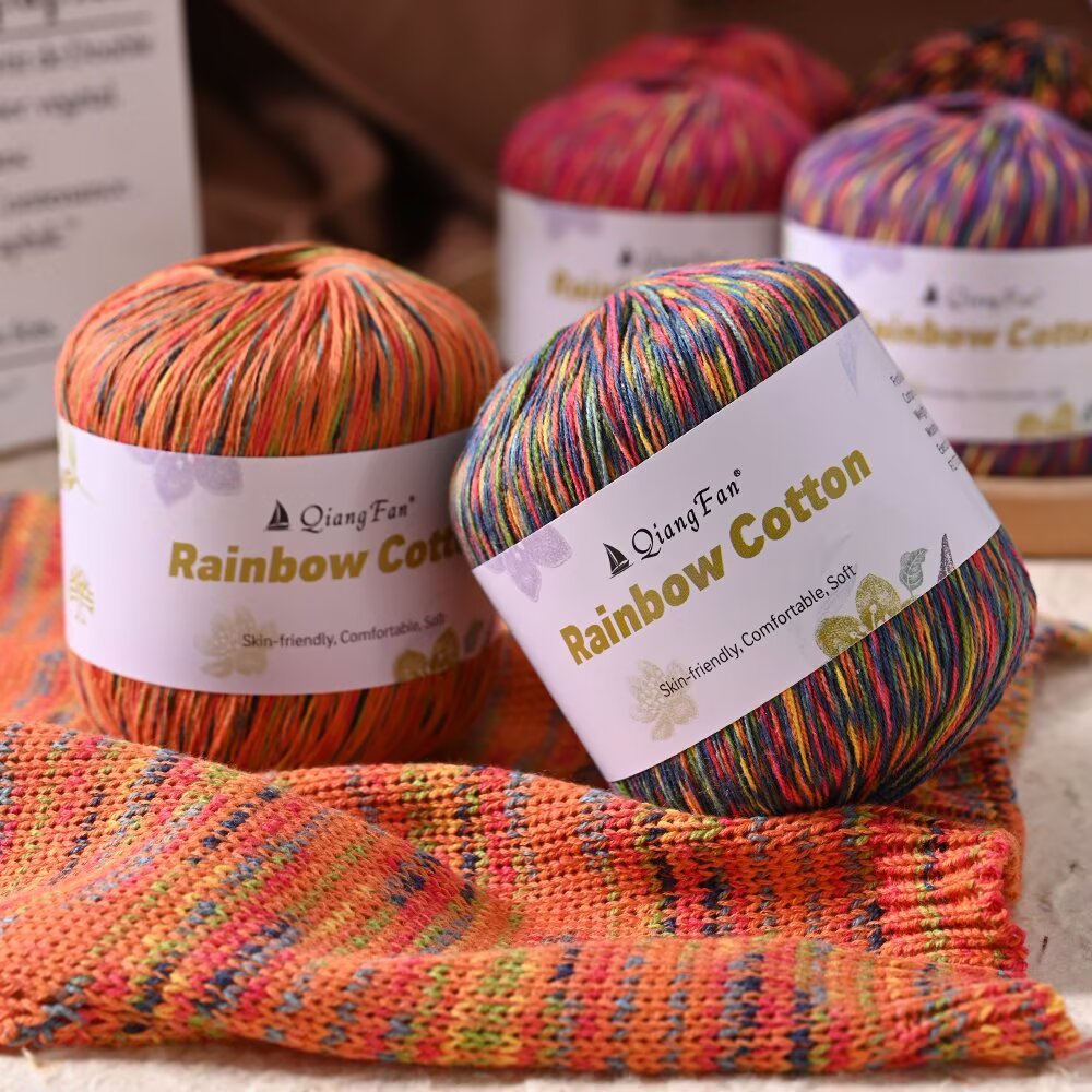 Rainbow children's woven woolen sweater handmade