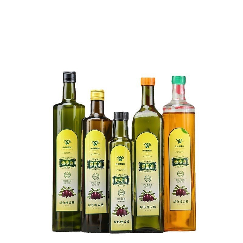 现货供应橄榄油瓶 100-1000ML透明方圆形山茶油玻璃瓶 麻油瓶