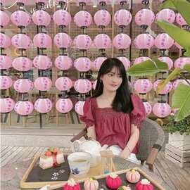 圆形球形粉色樱花灯笼日式户外防水装饰广告活动冬瓜绸布印图民宿