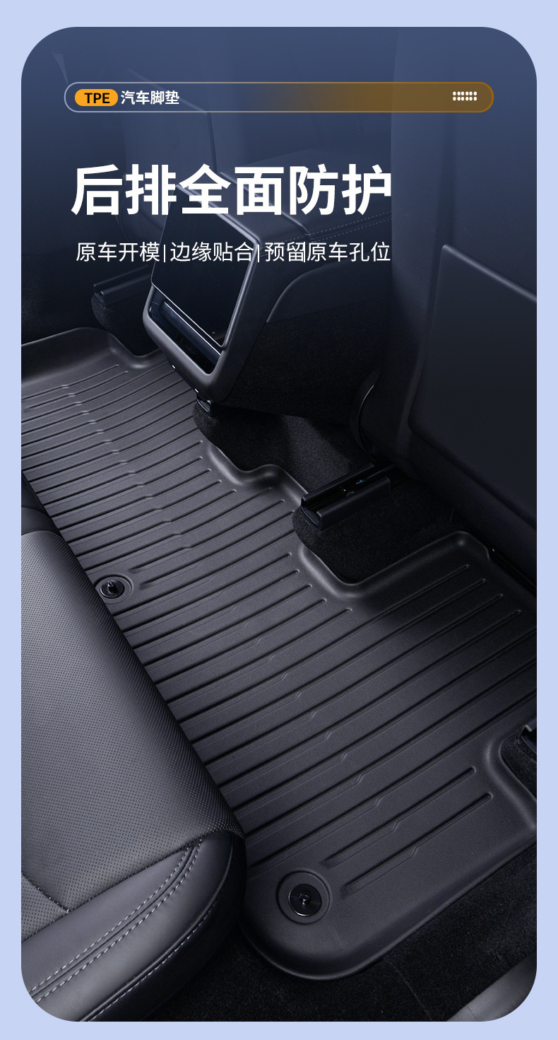 Suitable for Tesla's New Version Model Y3Yl Front and Rear Trunk Mats, Tpe Trunk Mats, Integrated Mats, Seat Back Cushions
